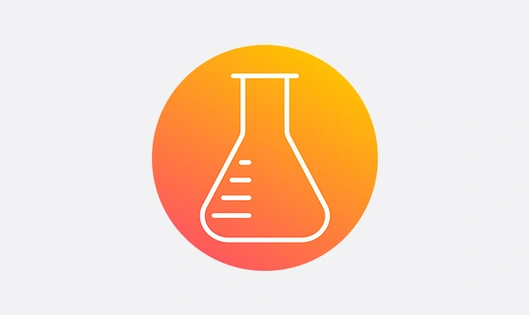Orange gradient icon of a flask