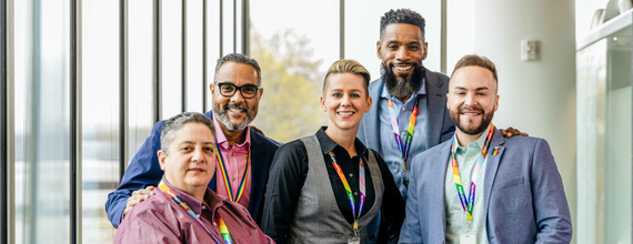 Diverse people celebrating Pride at Novartis