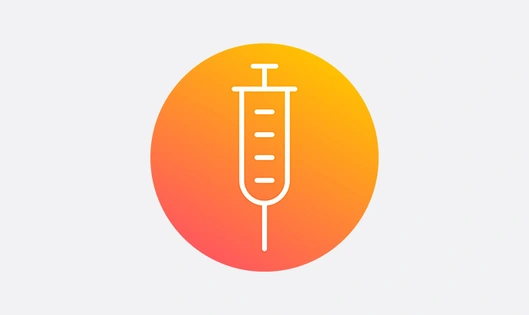 Orange gradient icon of a syringe