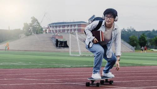 Young person skateboarding